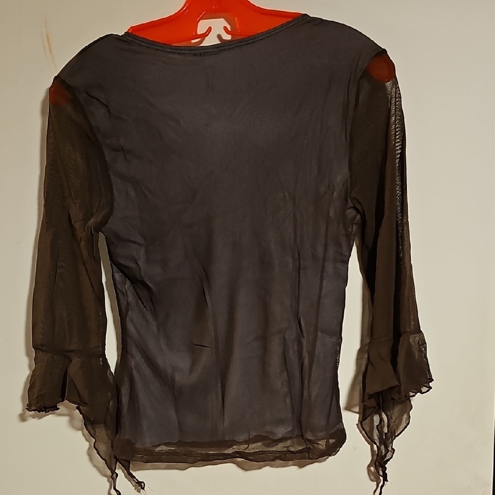 Elegant Brown Sheer Women's Top - Picture 2 of 2